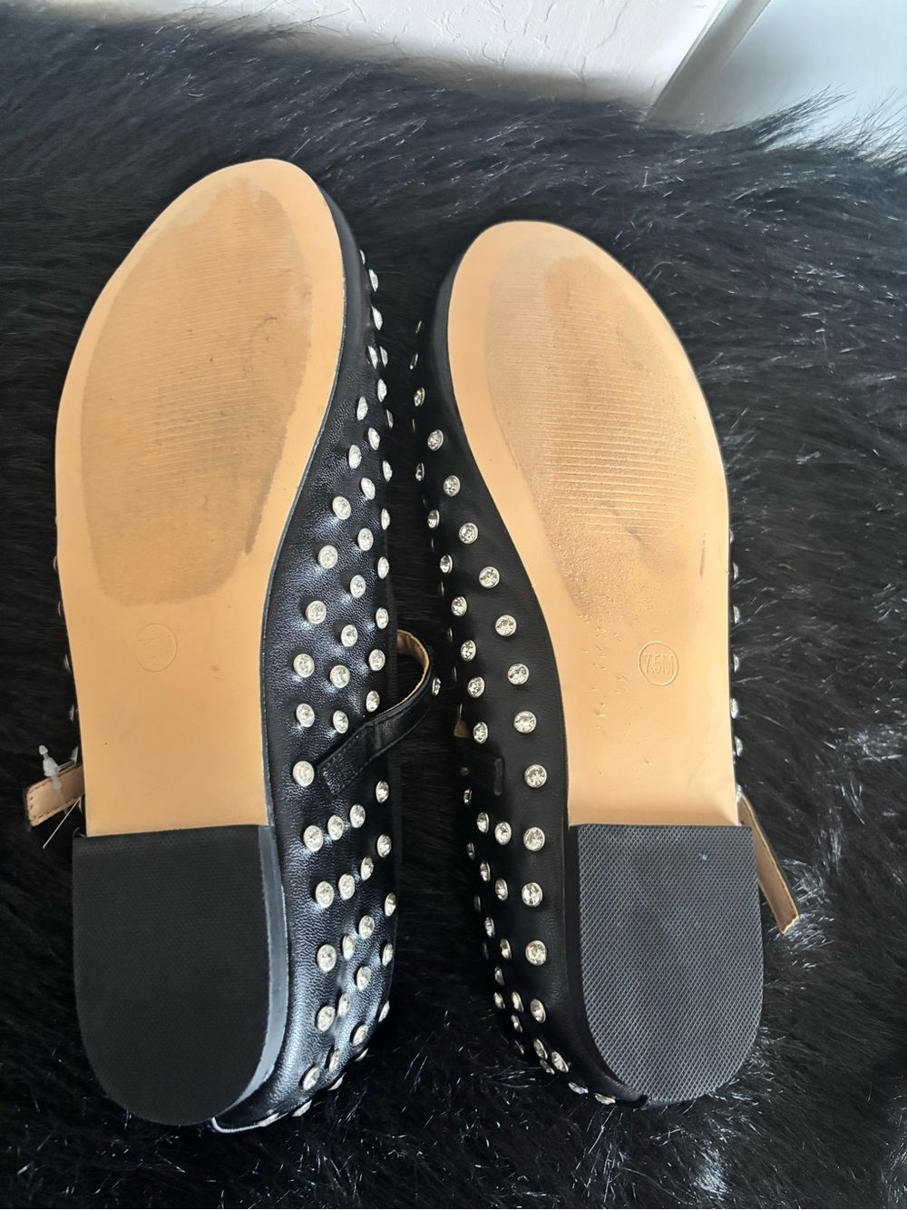 NWT House of Harlow Black Studded rhinestone Mary Jane Flats, Size 7.5 - Picture 6 of 6